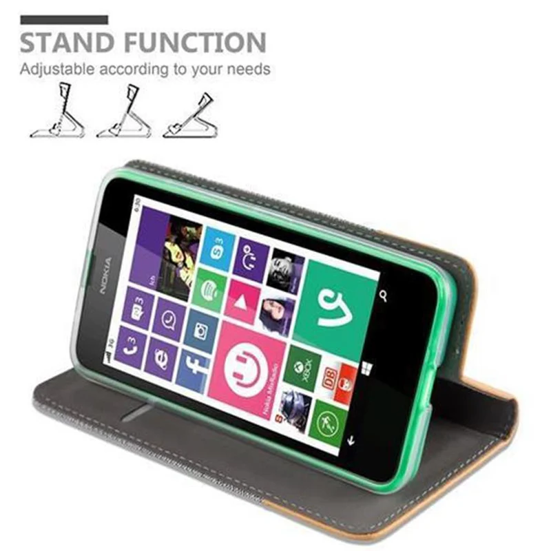 Cadorabo Hülle kompatibel mit Nokia Lumia 630 / 635 Schutzhülle mit Magnetverschluss, Standfunktion und Kartenfach