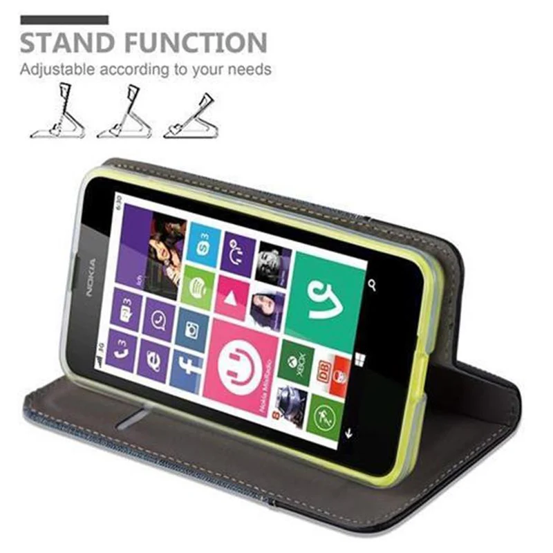 Cadorabo Hülle kompatibel mit Nokia Lumia 630 / 635 Schutzhülle mit Magnetverschluss, Standfunktion und Kartenfach