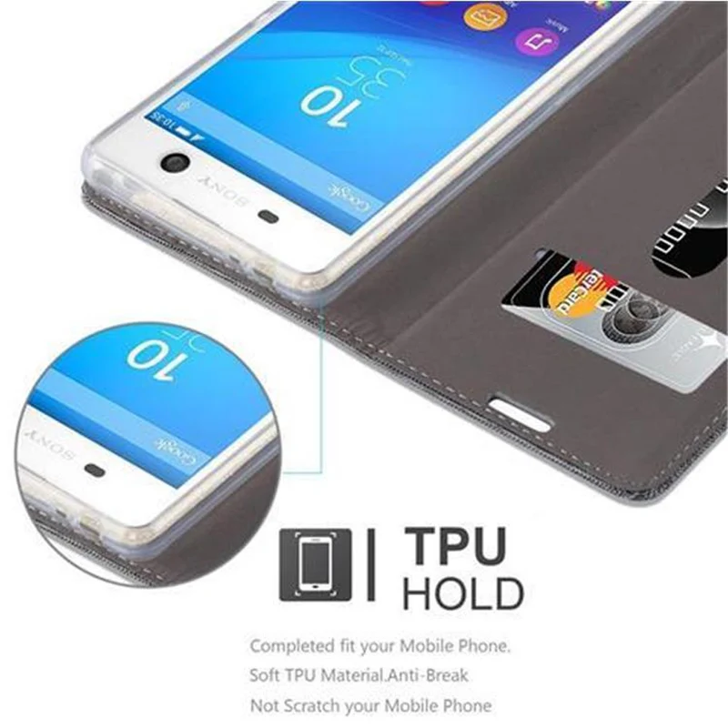 Cadorabo Hülle kompatibel mit Sony Xperia M5 Schutzhülle mit Magnetverschluss, Standfunktion und Kartenfach