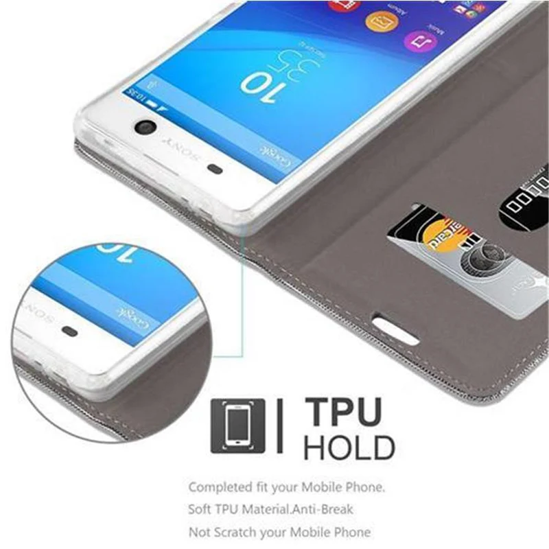 Cadorabo Hülle kompatibel mit Sony Xperia M5 Schutzhülle mit Magnetverschluss, Standfunktion und Kartenfach