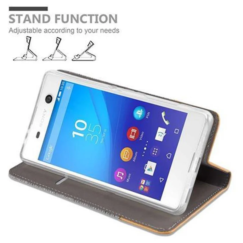 Cadorabo Hülle kompatibel mit Sony Xperia M5 Schutzhülle mit Magnetverschluss, Standfunktion und Kartenfach