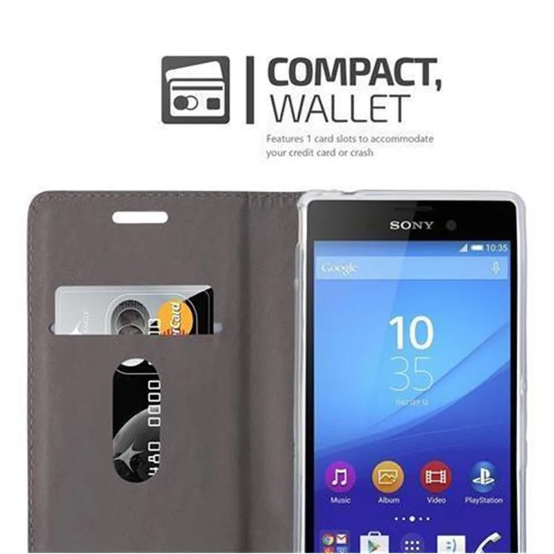 Cadorabo Hülle kompatibel mit Sony Xperia M4 AQUA Schutzhülle mit Magnetverschluss, Standfunktion und Kartenfach