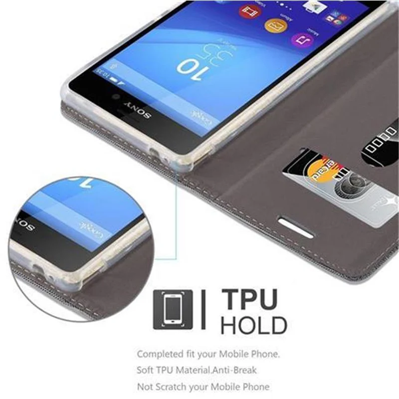 Cadorabo Hülle kompatibel mit Sony Xperia M4 AQUA Schutzhülle mit Magnetverschluss, Standfunktion und Kartenfach
