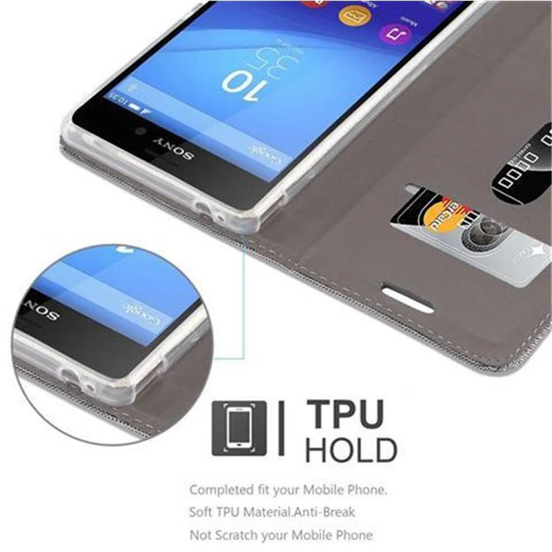 Cadorabo Hülle kompatibel mit Sony Xperia M4 AQUA Schutzhülle mit Magnetverschluss, Standfunktion und Kartenfach