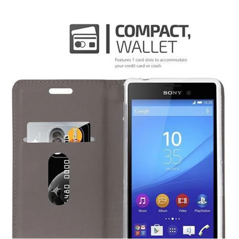 Cadorabo Hülle kompatibel mit Sony Xperia M4 AQUA Schutzhülle mit Magnetverschluss, Standfunktion und Kartenfach