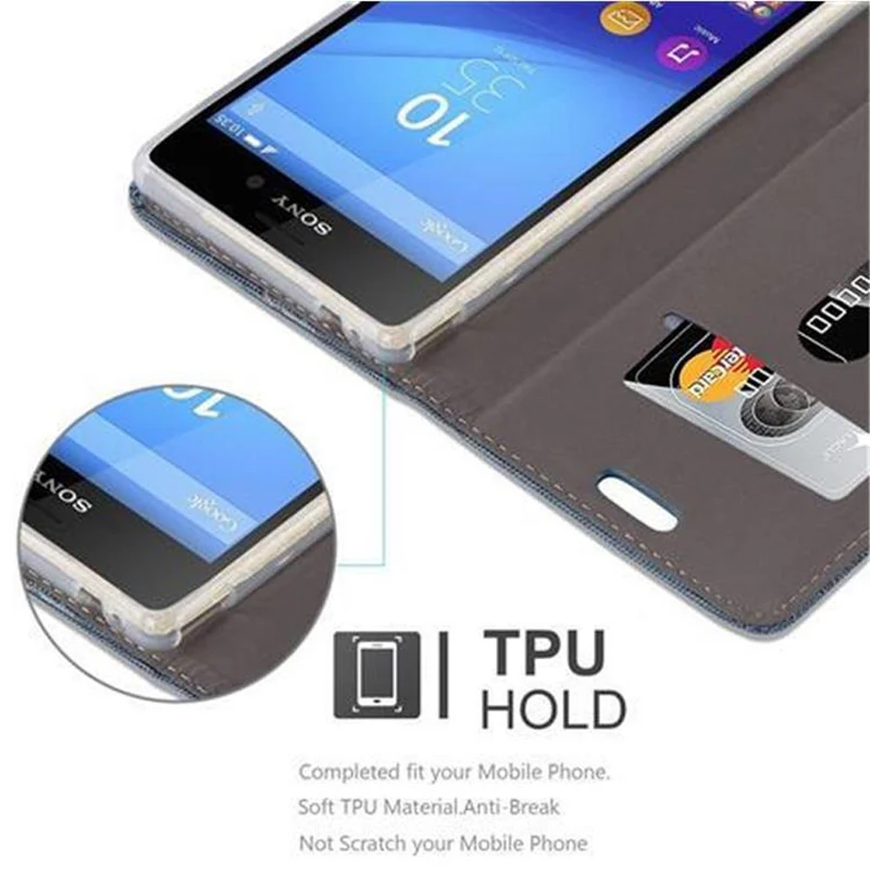 Cadorabo Hülle kompatibel mit Sony Xperia M4 AQUA Schutzhülle mit Magnetverschluss, Standfunktion und Kartenfach