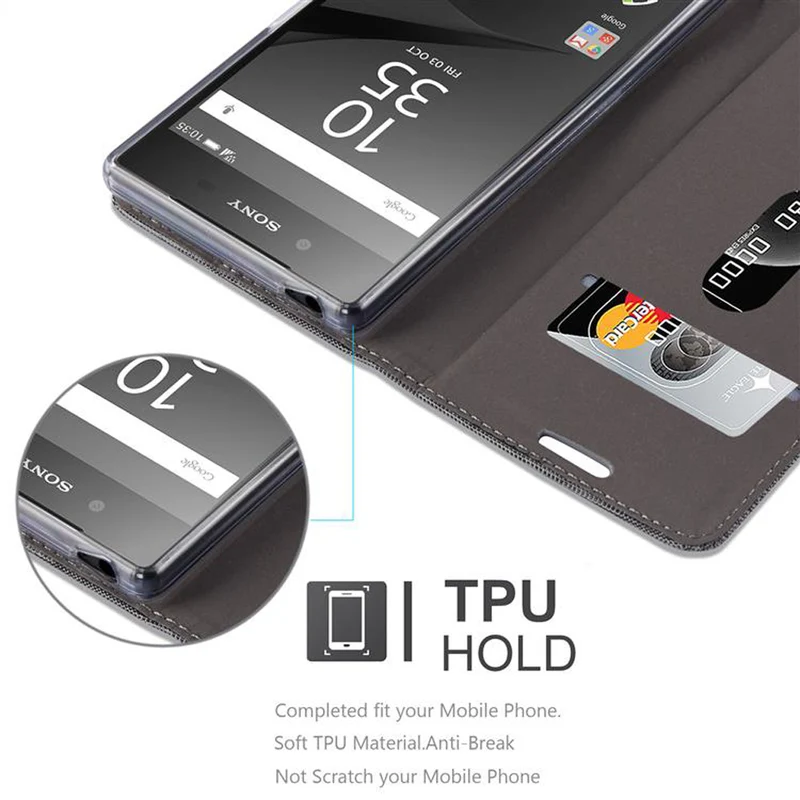 Cadorabo Hülle kompatibel mit Sony Xperia Z5 Schutzhülle mit Magnetverschluss, Standfunktion und Kartenfach