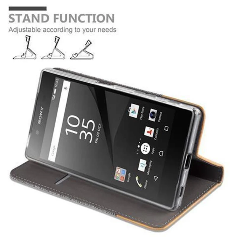 Cadorabo Hülle kompatibel mit Sony Xperia Z5 Schutzhülle mit Magnetverschluss, Standfunktion und Kartenfach