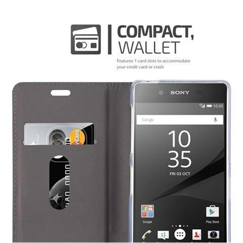 Cadorabo Hülle kompatibel mit Sony Xperia Z5 Schutzhülle mit Magnetverschluss, Standfunktion und Kartenfach