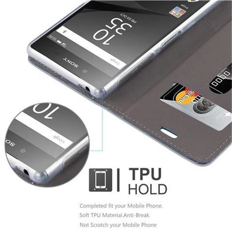 Cadorabo Hülle kompatibel mit Sony Xperia Z5 Schutzhülle mit Magnetverschluss, Standfunktion und Kartenfach