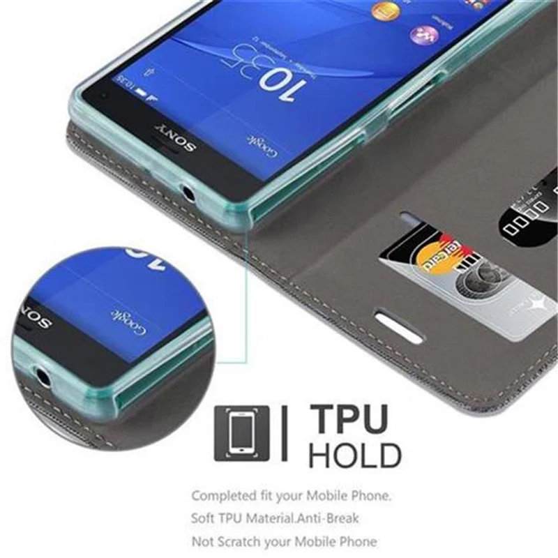 Cadorabo Hülle kompatibel mit Sony Xperia Z3 COMPACT Schutzhülle mit Magnetverschluss, Standfunktion und Kartenfach
