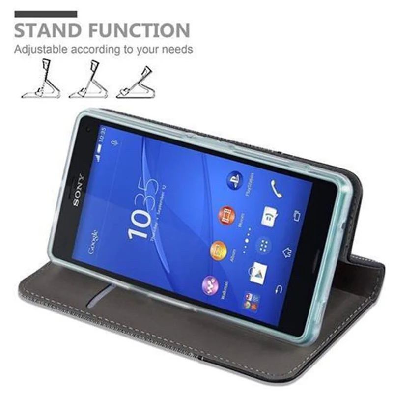 Cadorabo Hülle kompatibel mit Sony Xperia Z3 COMPACT Schutzhülle mit Magnetverschluss, Standfunktion und Kartenfach