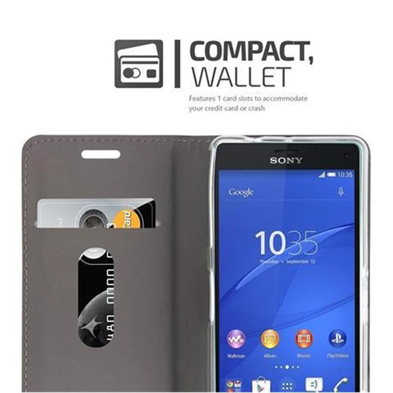 Cadorabo Hülle kompatibel mit Sony Xperia Z3 COMPACT Schutzhülle mit Magnetverschluss, Standfunktion und Kartenfach
