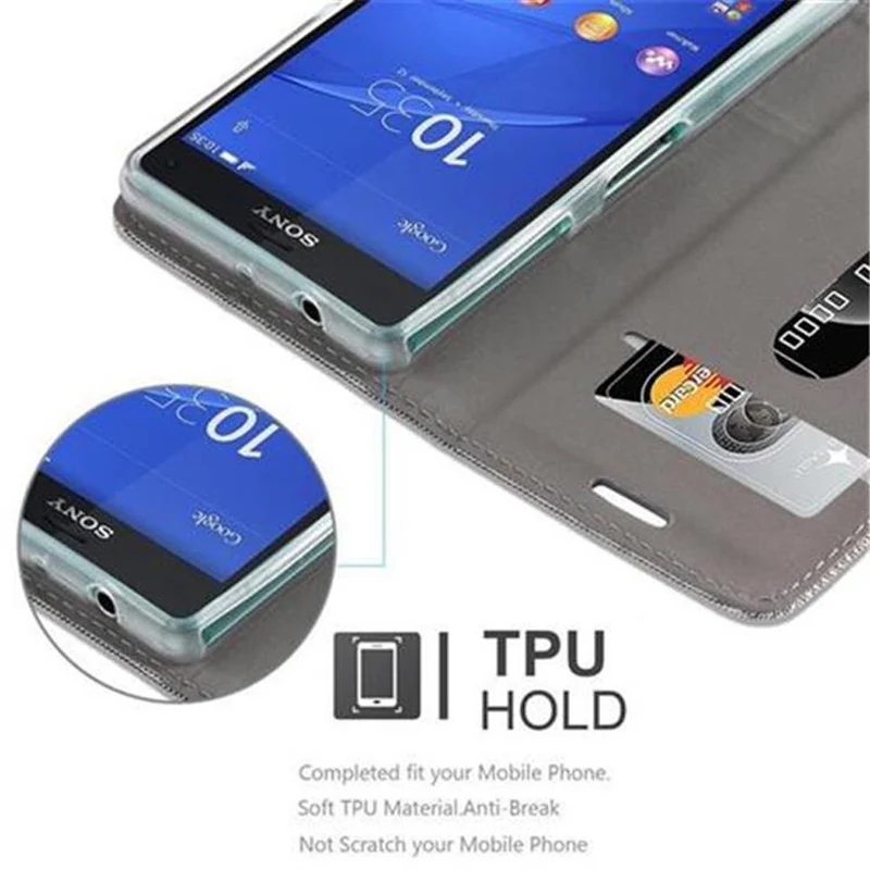Cadorabo Hülle kompatibel mit Sony Xperia Z3 COMPACT Schutzhülle mit Magnetverschluss, Standfunktion und Kartenfach