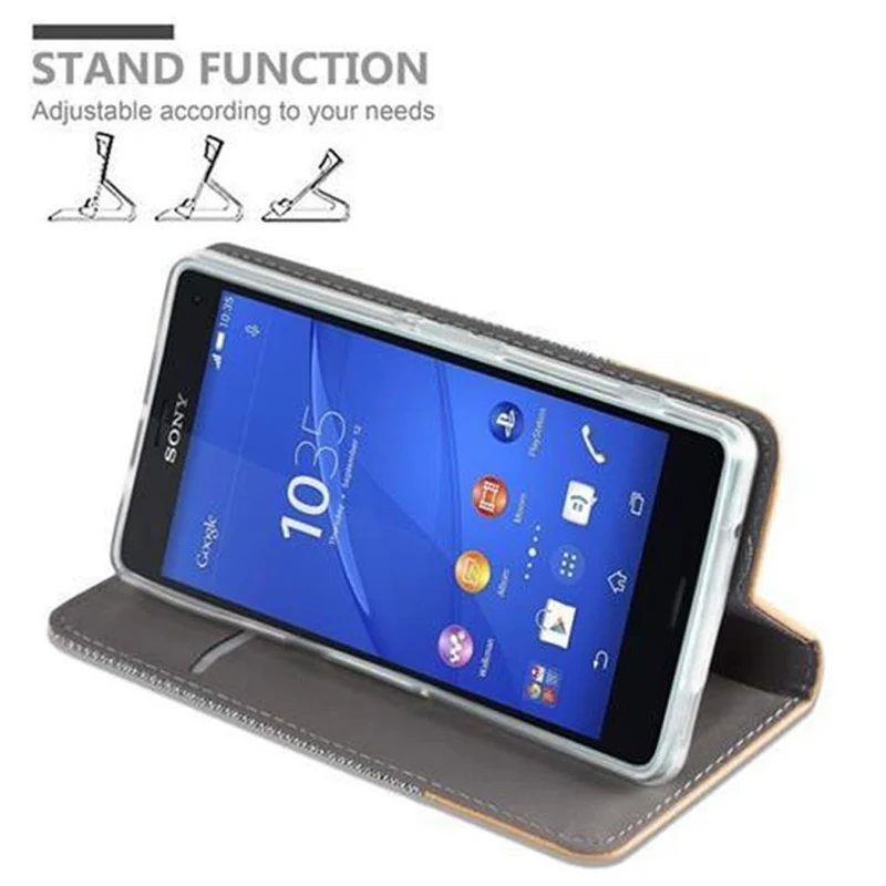 Cadorabo Hülle kompatibel mit Sony Xperia Z3 COMPACT Schutzhülle mit Magnetverschluss, Standfunktion und Kartenfach