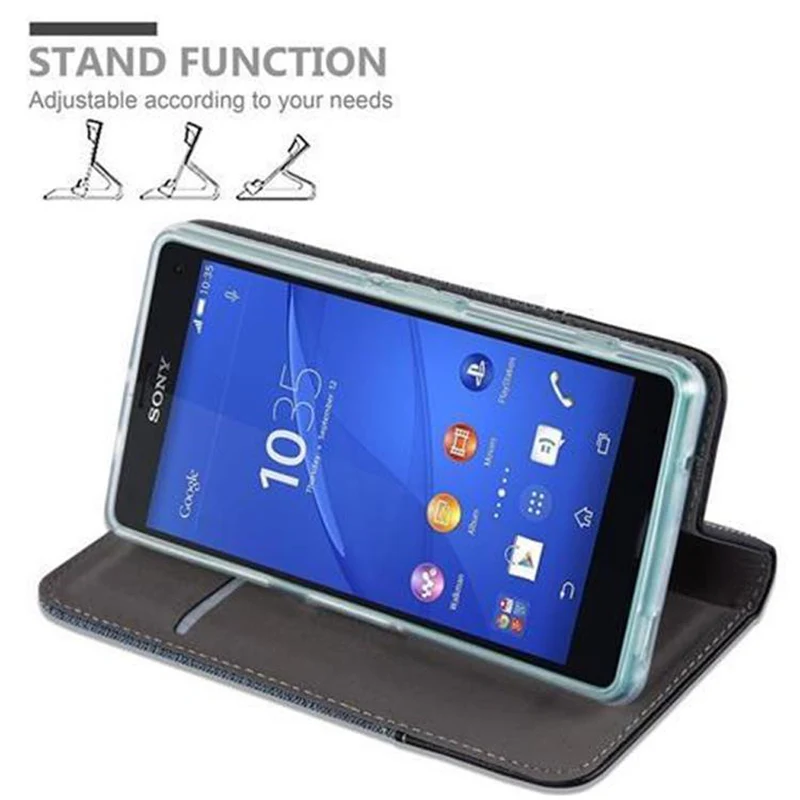 Cadorabo Hülle kompatibel mit Sony Xperia Z3 COMPACT Schutzhülle mit Magnetverschluss, Standfunktion und Kartenfach