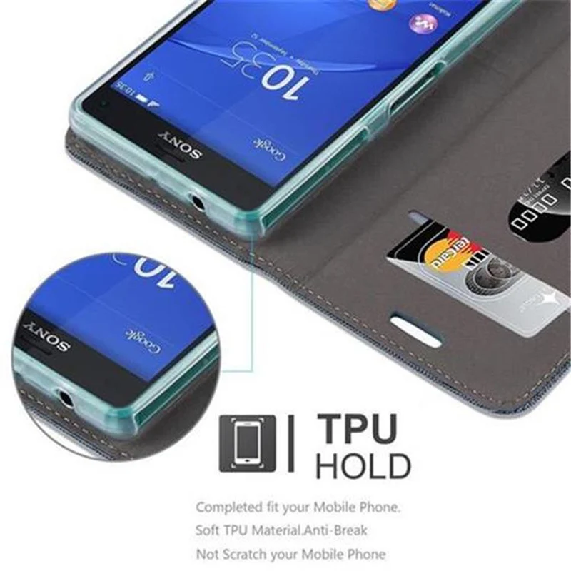 Cadorabo Hülle kompatibel mit Sony Xperia Z3 COMPACT Schutzhülle mit Magnetverschluss, Standfunktion und Kartenfach