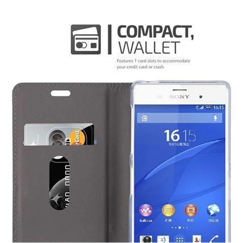 Cadorabo Hülle kompatibel mit Sony Xperia Z3 Schutzhülle mit Magnetverschluss, Standfunktion und Kartenfach