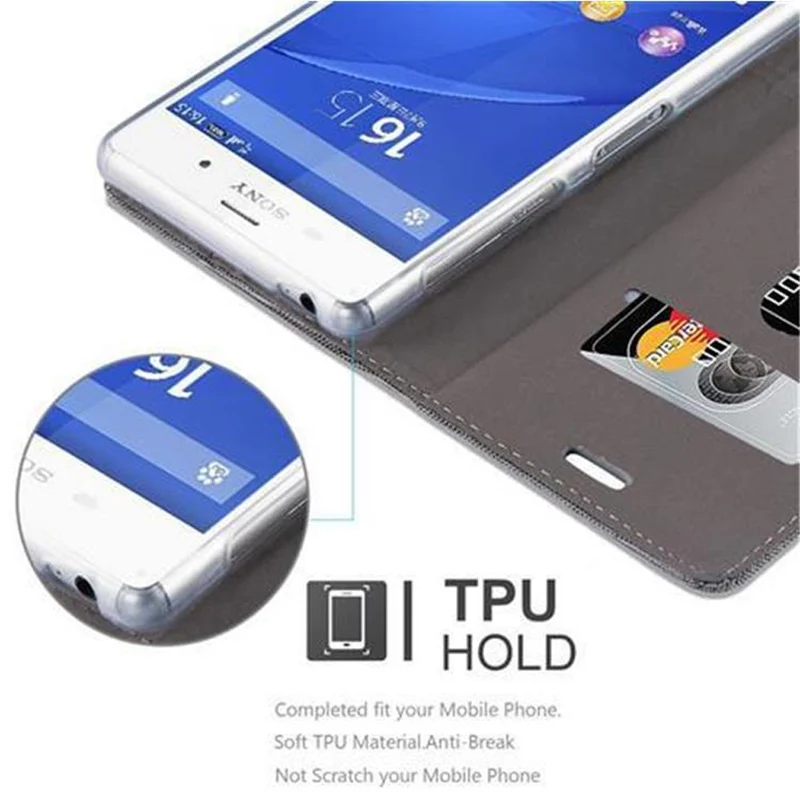 Cadorabo Hülle kompatibel mit Sony Xperia Z3 Schutzhülle mit Magnetverschluss, Standfunktion und Kartenfach
