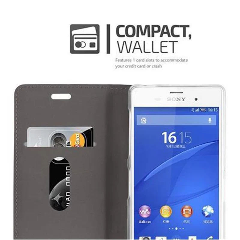 Cadorabo Hülle kompatibel mit Sony Xperia Z3 Schutzhülle mit Magnetverschluss, Standfunktion und Kartenfach