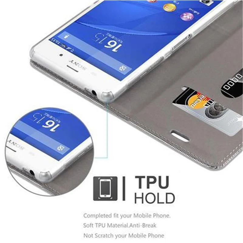 Cadorabo Hülle kompatibel mit Sony Xperia Z3 Schutzhülle mit Magnetverschluss, Standfunktion und Kartenfach