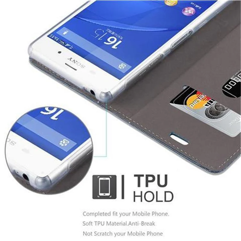 Cadorabo Hülle kompatibel mit Sony Xperia Z3 Schutzhülle mit Magnetverschluss, Standfunktion und Kartenfach