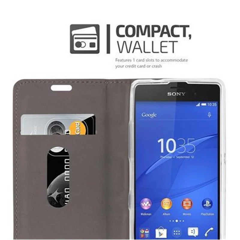 Cadorabo Hülle kompatibel mit Sony Xperia Z2 COMPACT Schutzhülle mit Magnetverschluss, Standfunktion und Kartenfach