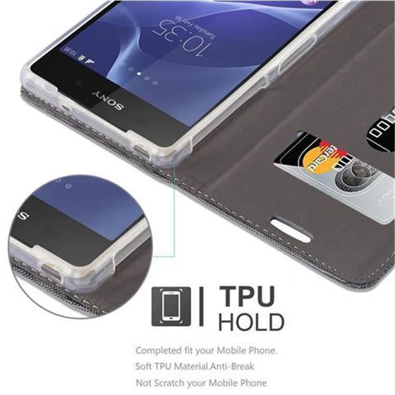 Cadorabo Hülle kompatibel mit Sony Xperia Z2 Schutzhülle mit Magnetverschluss, Standfunktion und Kartenfach