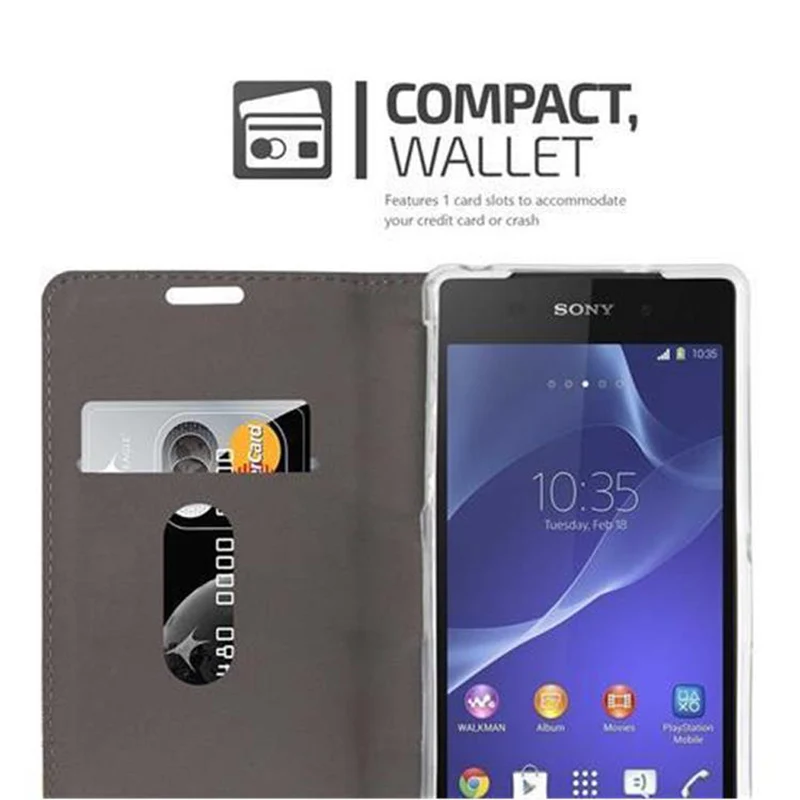 Cadorabo Hülle kompatibel mit Sony Xperia Z2 Schutzhülle mit Magnetverschluss, Standfunktion und Kartenfach