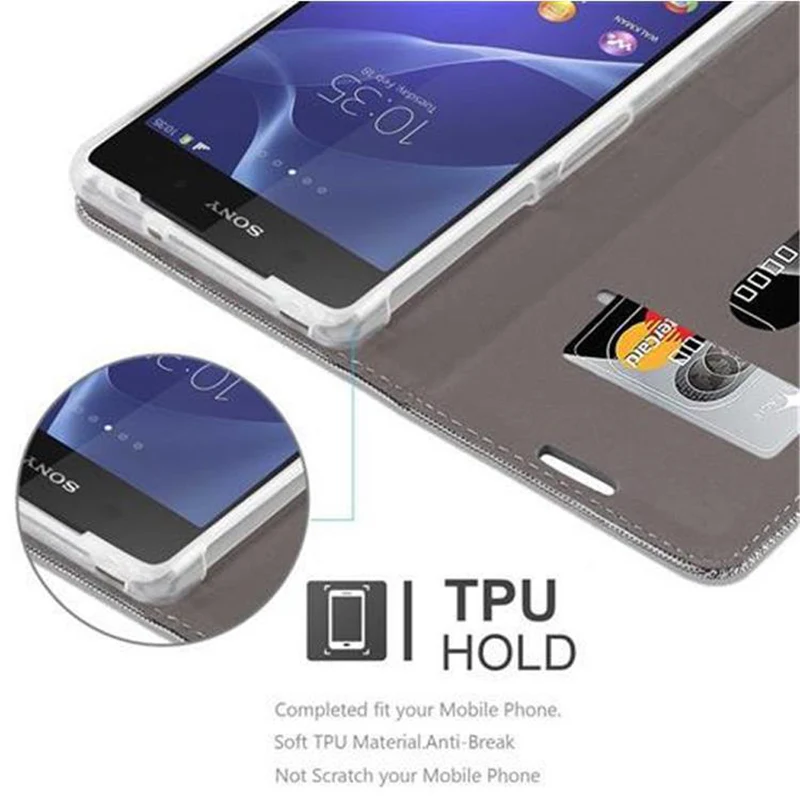 Cadorabo Hülle kompatibel mit Sony Xperia Z2 Schutzhülle mit Magnetverschluss, Standfunktion und Kartenfach