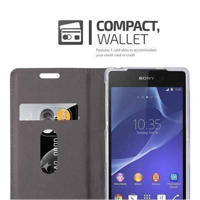 Cadorabo Hülle kompatibel mit Sony Xperia Z2 Schutzhülle mit Magnetverschluss, Standfunktion und Kartenfach