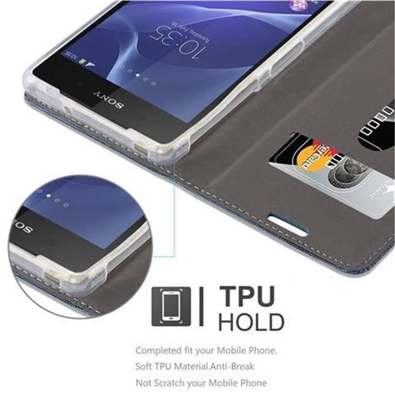 Cadorabo Hülle kompatibel mit Sony Xperia Z2 Schutzhülle mit Magnetverschluss, Standfunktion und Kartenfach