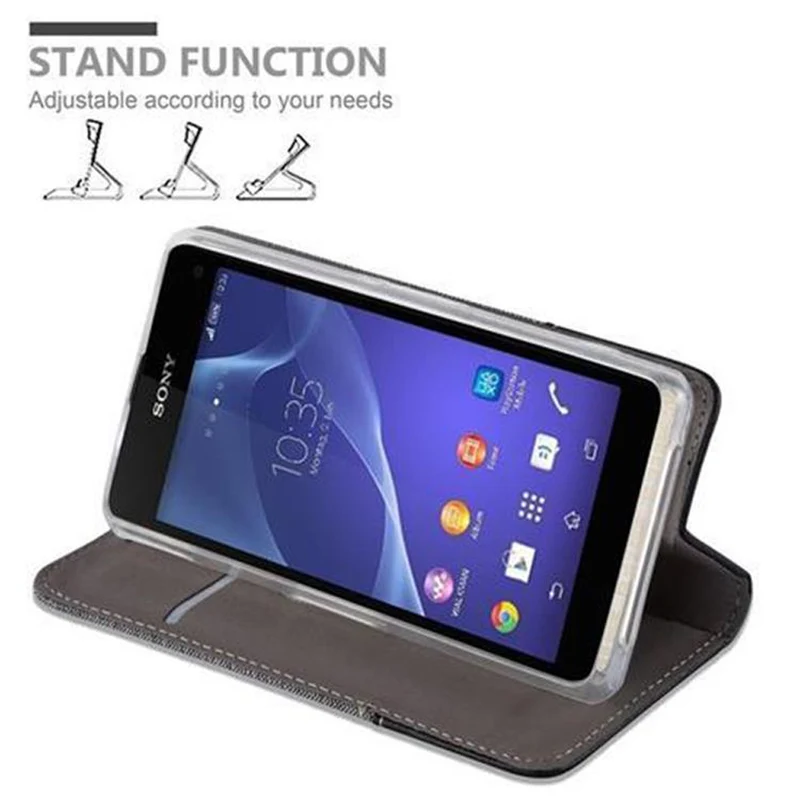Cadorabo Hülle kompatibel mit Sony Xperia Z1 COMPACT Schutzhülle mit Magnetverschluss, Standfunktion und Kartenfach