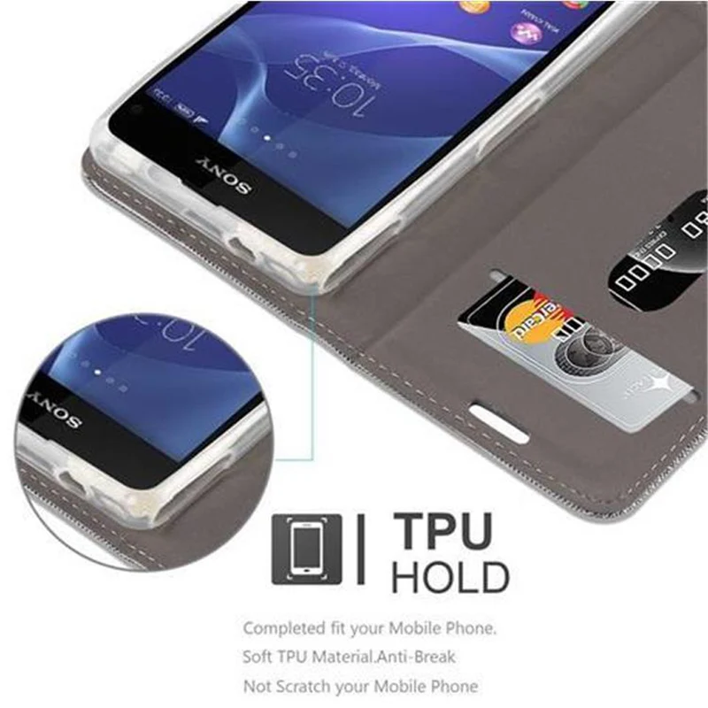 Cadorabo Hülle kompatibel mit Sony Xperia Z1 COMPACT Schutzhülle mit Magnetverschluss, Standfunktion und Kartenfach