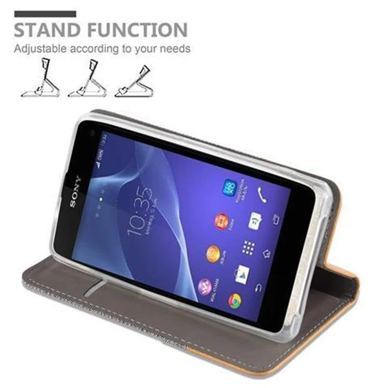 Cadorabo Hülle kompatibel mit Sony Xperia Z1 COMPACT Schutzhülle mit Magnetverschluss, Standfunktion und Kartenfach