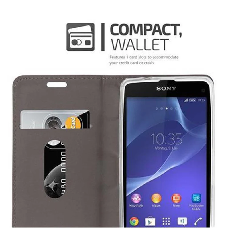 Cadorabo Hülle kompatibel mit Sony Xperia Z1 COMPACT Schutzhülle mit Magnetverschluss, Standfunktion und Kartenfach