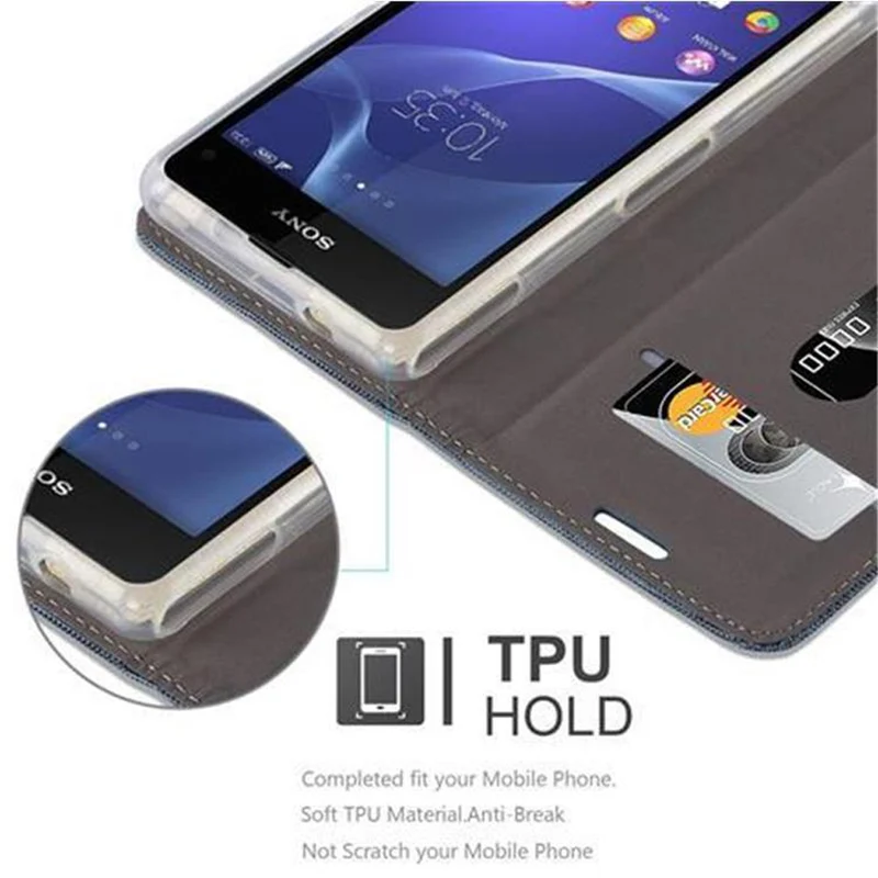 Cadorabo Hülle kompatibel mit Sony Xperia Z1 COMPACT Schutzhülle mit Magnetverschluss, Standfunktion und Kartenfach