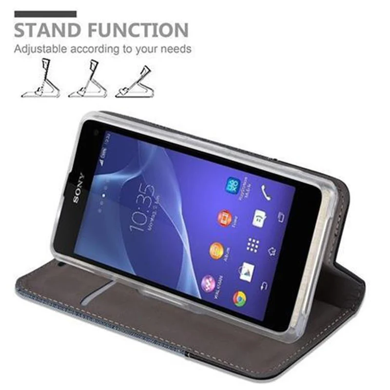 Cadorabo Hülle kompatibel mit Sony Xperia Z1 COMPACT Schutzhülle mit Magnetverschluss, Standfunktion und Kartenfach
