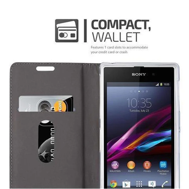 Cadorabo Hülle kompatibel mit Sony Xperia Z1 Schutzhülle mit Magnetverschluss, Standfunktion und Kartenfach