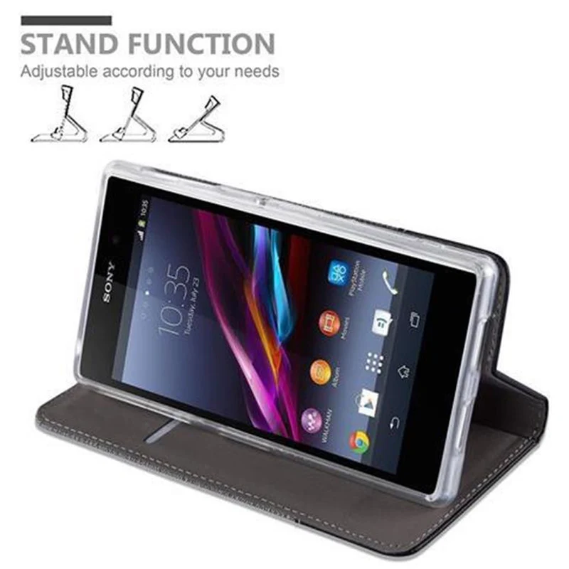 Cadorabo Hülle kompatibel mit Sony Xperia Z1 Schutzhülle mit Magnetverschluss, Standfunktion und Kartenfach