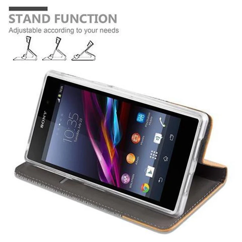 Cadorabo Hülle kompatibel mit Sony Xperia Z1 Schutzhülle mit Magnetverschluss, Standfunktion und Kartenfach