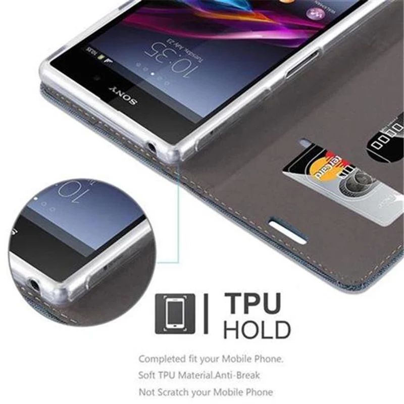 Cadorabo Hülle kompatibel mit Sony Xperia Z1 Schutzhülle mit Magnetverschluss, Standfunktion und Kartenfach
