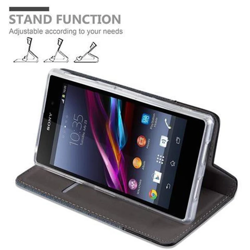 Cadorabo Hülle kompatibel mit Sony Xperia Z1 Schutzhülle mit Magnetverschluss, Standfunktion und Kartenfach
