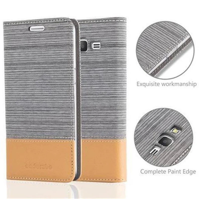 Cadorabo Hülle kompatibel mit Samsung Galaxy GRAND PRIME Schutzhülle mit Magnetverschluss, Standfunktion und Kartenfach