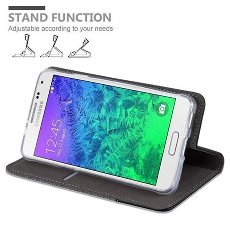 Cadorabo Hülle kompatibel mit Samsung Galaxy ALPHA Schutzhülle mit Magnetverschluss, Standfunktion und Kartenfach