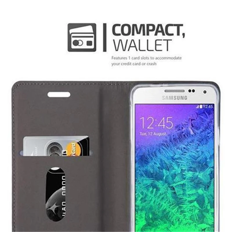 Cadorabo Hülle kompatibel mit Samsung Galaxy ALPHA Schutzhülle mit Magnetverschluss, Standfunktion und Kartenfach