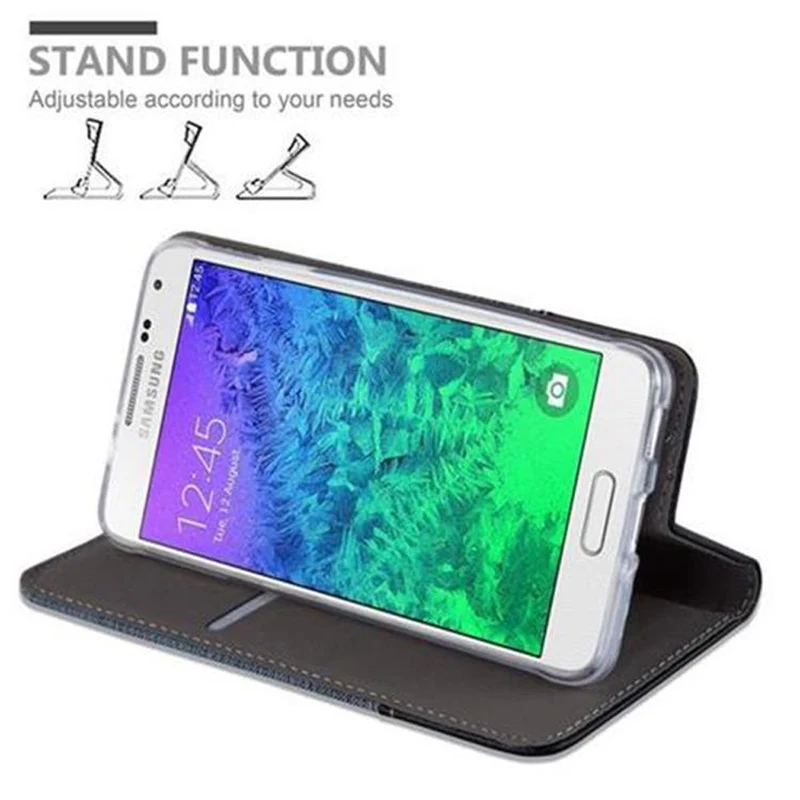 Cadorabo Hülle kompatibel mit Samsung Galaxy ALPHA Schutzhülle mit Magnetverschluss, Standfunktion und Kartenfach