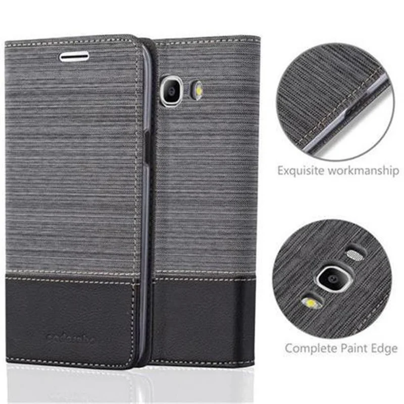 Cadorabo Hülle kompatibel mit Samsung Galaxy J7 2016 Schutzhülle mit Magnetverschluss, Standfunktion und Kartenfach