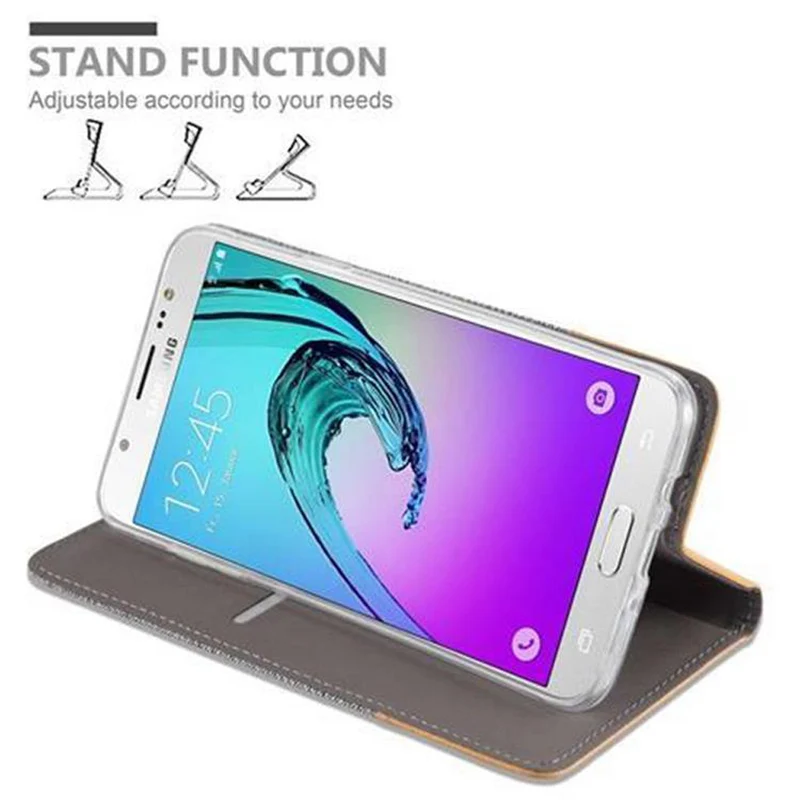 Cadorabo Hülle kompatibel mit Samsung Galaxy J7 2016 Schutzhülle mit Magnetverschluss, Standfunktion und Kartenfach