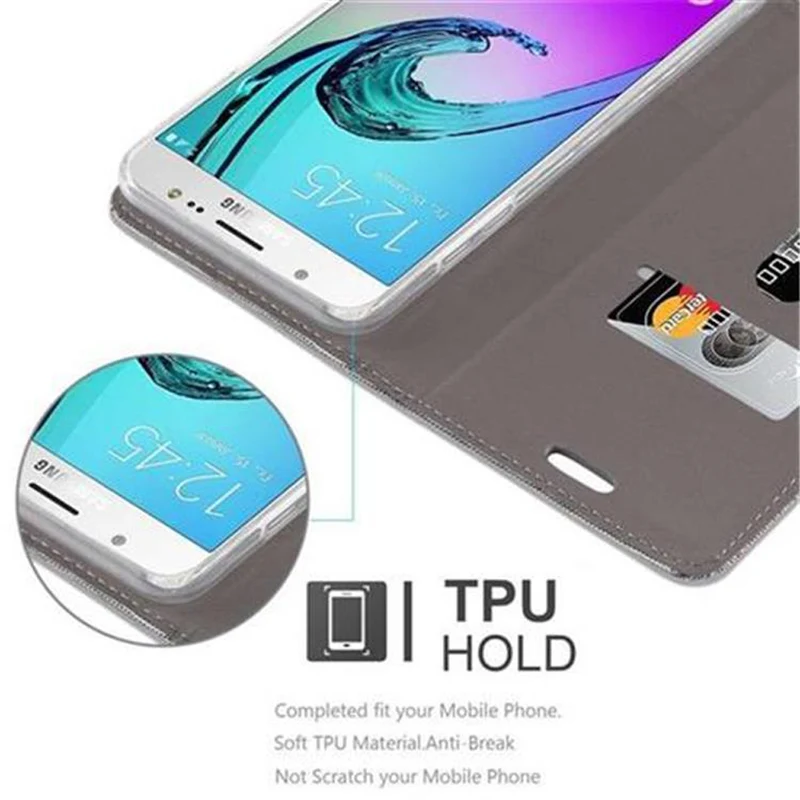 Cadorabo Hülle kompatibel mit Samsung Galaxy J7 2016 Schutzhülle mit Magnetverschluss, Standfunktion und Kartenfach
